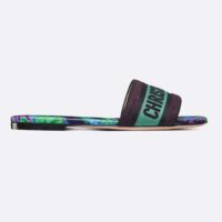 Dior Unisex CD Dway Slide Embroidered Cotton White Multicolor Indian Animals Tiger (4)