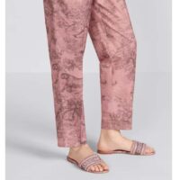 Dior Unisex CD Dway Slide Pink Gray Embroidered Cotton Toile De Jouy Sauvage (7)