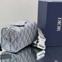 Dior Unisex CD Lingot Pouch Gray CD Diamond Canvas Smooth Calfskin (2)