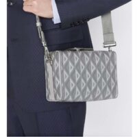 Dior Unisex CD Lingot Pouch Gray CD Diamond Canvas Smooth Calfskin (2)