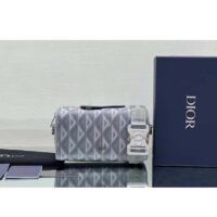 Dior Unisex CD Lingot Pouch Gray CD Diamond Canvas Smooth Calfskin (2)