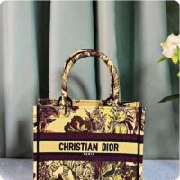 Dior Unisex CD Medium Book Tote Yellow Multicolor Toile De Jouy Voyage Embroidery (2)