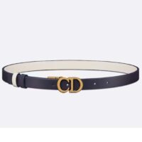 Dior Unisex CD Reversible Saddle Belt Golden Saddle Blue Latte Smooth Calfskin (2)