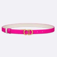 Dior Unisex CD Reversible Saddle Belt Golden Saddle Rani Pink Latte Smooth Calfskin (5)