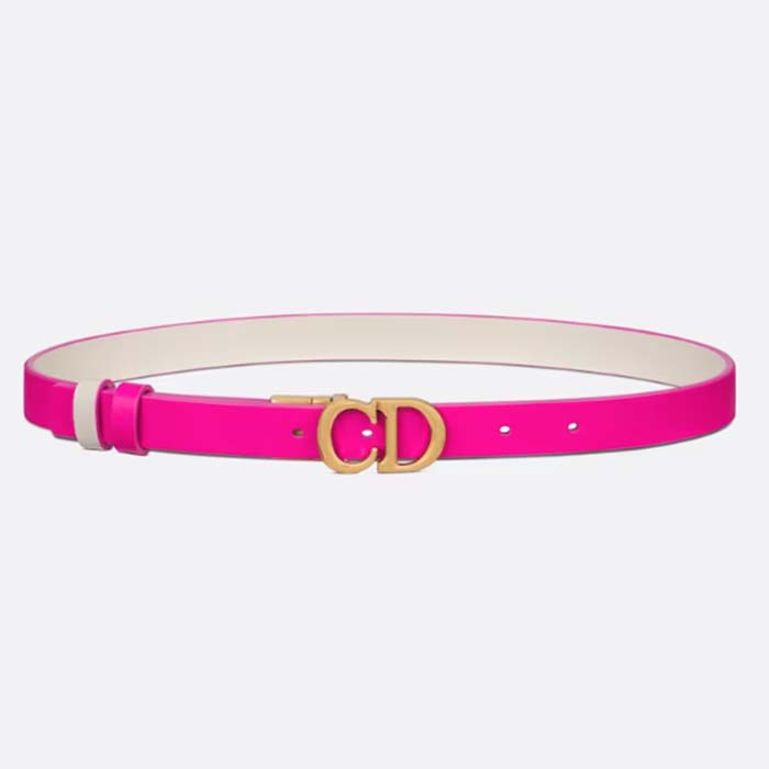 Dior Unisex CD Reversible Saddle Belt Golden Saddle Rani Pink Latte Smooth Calfskin