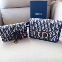 Dior Unisex CD Saddle Belt Pouch Blue Oblique Jacquard Front ‘D’ Stirrup (4)
