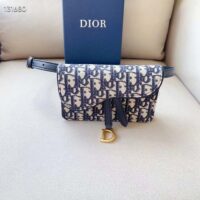Dior Unisex CD Saddle Belt Pouch Blue Oblique Jacquard Front ‘D’ Stirrup (4)