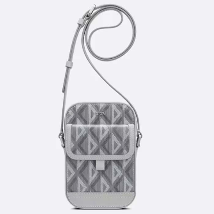 Dior Unisex Hit The Road Vertical Pouch Dior Gray CD Diamond Canvas