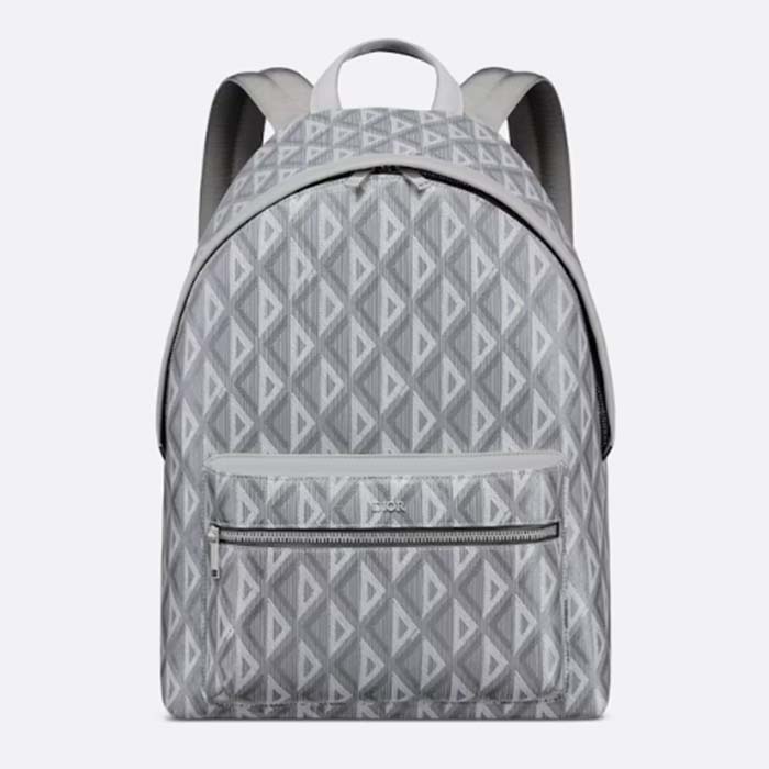 Dior Unisex Rider Backpack Gray CD Diamond Canvas Smooth Calfskin