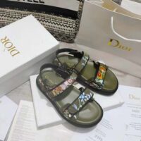 Dior Women CD Dioract Sandal Khaki Multicolor Technical Fabric Embroidered Petites Fleurs Motif (2)