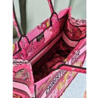 Dior Women CD Medium Book Tote Fuchsia Multicolor Toile de Jouy Voyage Embroidery (7)