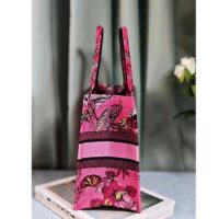 Dior Women CD Medium Book Tote Fuchsia Multicolor Toile de Jouy Voyage Embroidery (7)