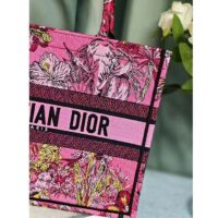 Dior Women CD Medium Book Tote Fuchsia Multicolor Toile de Jouy Voyage Embroidery (7)