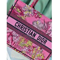 Dior Women CD Medium Book Tote Fuchsia Multicolor Toile de Jouy Voyage Embroidery (7)