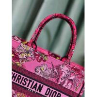 Dior Women CD Medium Book Tote Fuchsia Multicolor Toile de Jouy Voyage Embroidery (7)