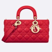 Dior Women CD Medium D-Joy Bag Scarlet Red Cannage Lambskin (1)