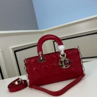 Dior Women CD Medium D-Joy Bag Scarlet Red Cannage Lambskin (1)