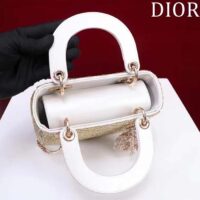 Dior Women CD Mini Lady Dior Bag Caramel Beige Cannage Cotton Embroidered Micropearls (2)