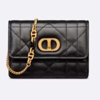 Dior Women CD Miss Caro Micro Bag Black Macrocannage Lambskin (5)