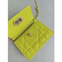 Dior Women CD Miss Caro Micro Bag Lime Yellow Macrocannage Lambskin (5)