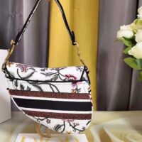 Dior Women CD Saddle Bag White Multicolor Dior Petites Fleurs Embroidery (9)