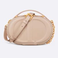 Dior Women CD Signature Oval Camera Bag Caramel Beige Calfskin Embossed (3)