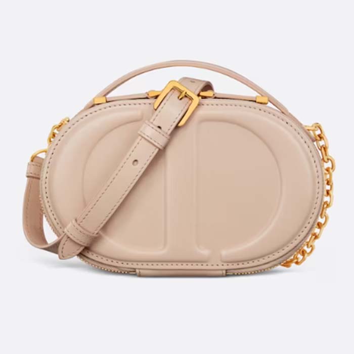 Dior Women CD Signature Oval Camera Bag Caramel Beige Calfskin Embossed