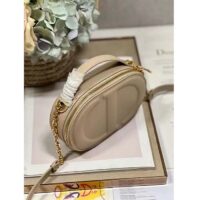 Dior Women CD Signature Oval Camera Bag Caramel Beige Calfskin Embossed (3)