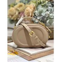 Dior Women CD Signature Oval Camera Bag Caramel Beige Calfskin Embossed (3)