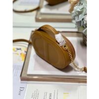 Dior Women CD Signature Oval Camera Bag Golden Saddle Calfskin Calfskin Embossed (10)