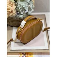 Dior Women CD Signature Oval Camera Bag Golden Saddle Calfskin Calfskin Embossed (10)