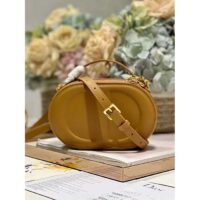 Dior Women CD Signature Oval Camera Bag Golden Saddle Calfskin Calfskin Embossed (10)