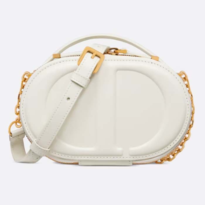 Dior Women CD Signature Oval Camera Bag Latte Calfskin Calfskin Embossed
