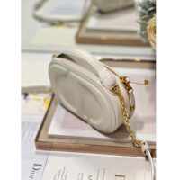Dior Women CD Signature Oval Camera Bag Latte Calfskin Calfskin Embossed (1)
