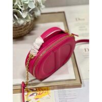 Dior Women CD Signature Oval Camera Bag Rani Pink Calfskin Embossed (7)