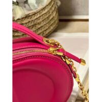 Dior Women CD Signature Oval Camera Bag Rani Pink Calfskin Embossed (7)