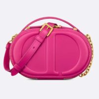 Dior Women CD Signature Oval Camera Bag Rani Pink Calfskin Embossed (7)