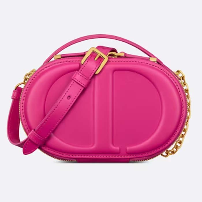 Dior Women CD Signature Oval Camera Bag Rani Pink Calfskin Embossed