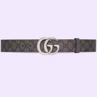 Gucci GG Unisex Marmont Reversible Belt Grey Black Supreme Canvas 3.8 CM Width