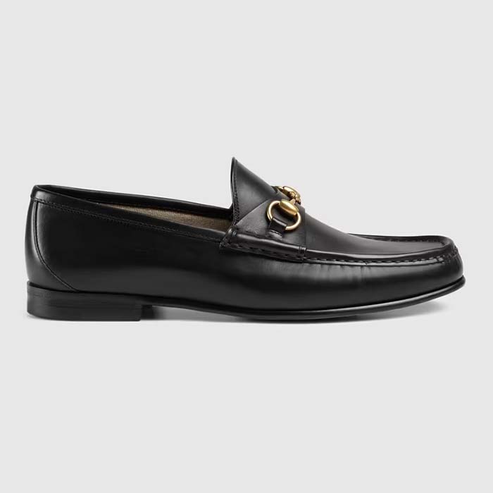 Gucci Men GG 1953 Horsebit Loafer Black Leather Flat 1.3 CM Heel