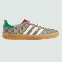 Gucci Unisex Adidas x Gucci Gazelle Sneaker Beige Ebony GG Supreme Canvas Low Heel (4)