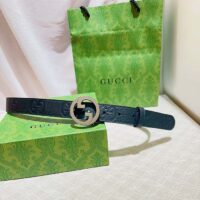 Gucci Unisex Blondie Belt Black Maxi GG Leather G Buckle 3 CM Width (1)