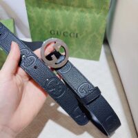 Gucci Unisex Blondie Belt Black Maxi GG Leather G Buckle 3 CM Width (1)