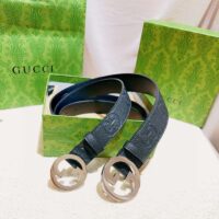 Gucci Unisex Blondie Wide Belt Black Maxi GG Leather G Buckle 4 CM Width (1)