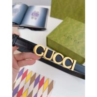 Gucci Unisex Buckle Thin Belt Black Leather Gold-Toned Hardware 1.5 CM Width (2)