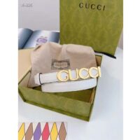 Gucci Unisex Buckle Thin Belt White Leather Gold-Toned Hardware 2 CM Width (3)