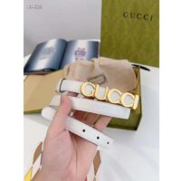 Gucci Unisex Buckle Thin Belt White Leather Gold-Toned Hardware 2 CM Width (3)