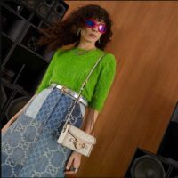 Gucci Unisex GG Horsebit 1955 Mini Bag Beige White GG Supreme Canvas (10)