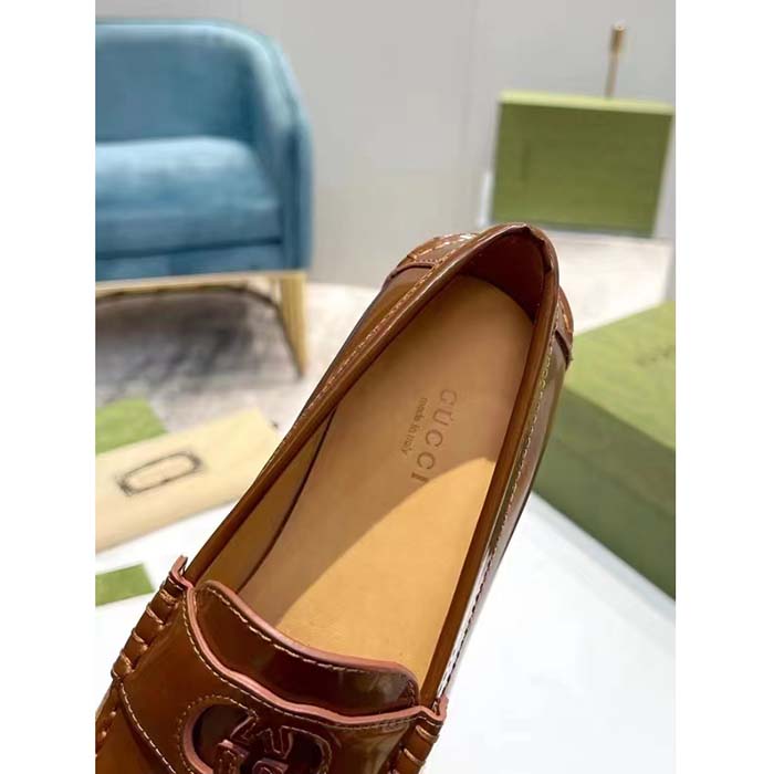 Gucci Unisex GG Interlocking G Cut-Out Loafer Cuir Leather Flat 1.5 CM Heel (5)