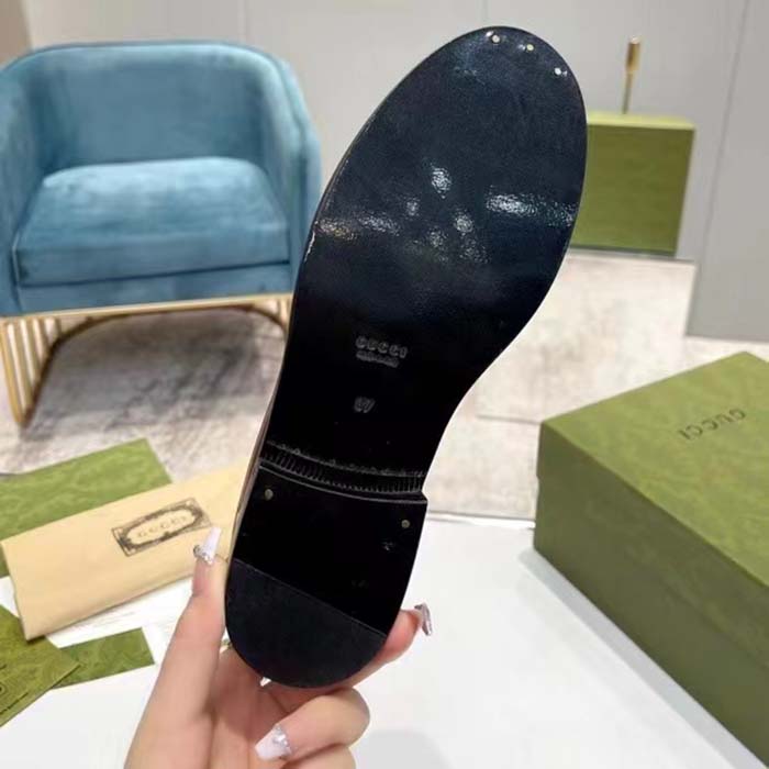 Gucci Unisex GG Interlocking G Cut-Out Loafer Cuir Leather Flat 1.5 CM Heel (9)